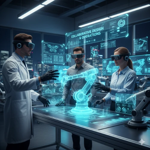 Mixed Reality technology enabling collaborative robotics design and automation system visualization with holographic interfaces
