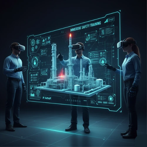 Virtual Reality technology providing immersive safety training in chemical oil gas operations with realistic simulations