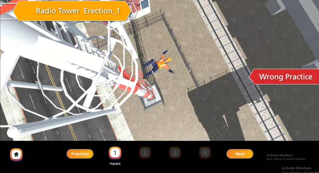 3D safety training simulation for fire emergency in factory