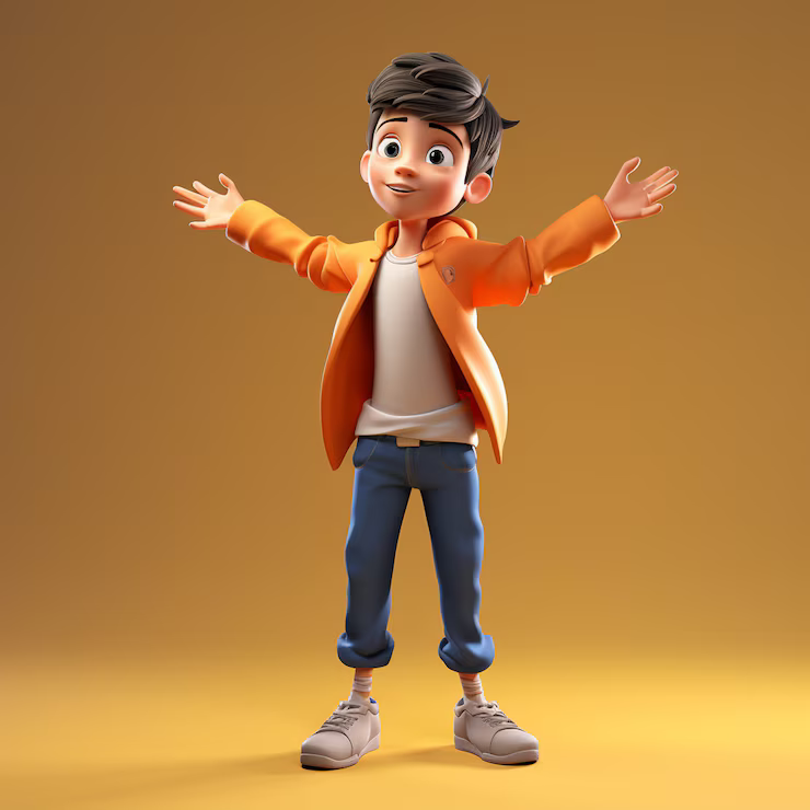 3D character animation of a game hero