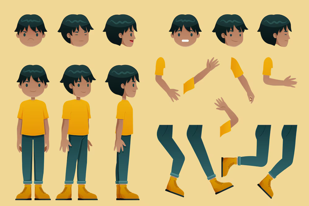 2D character animation of a boy waving